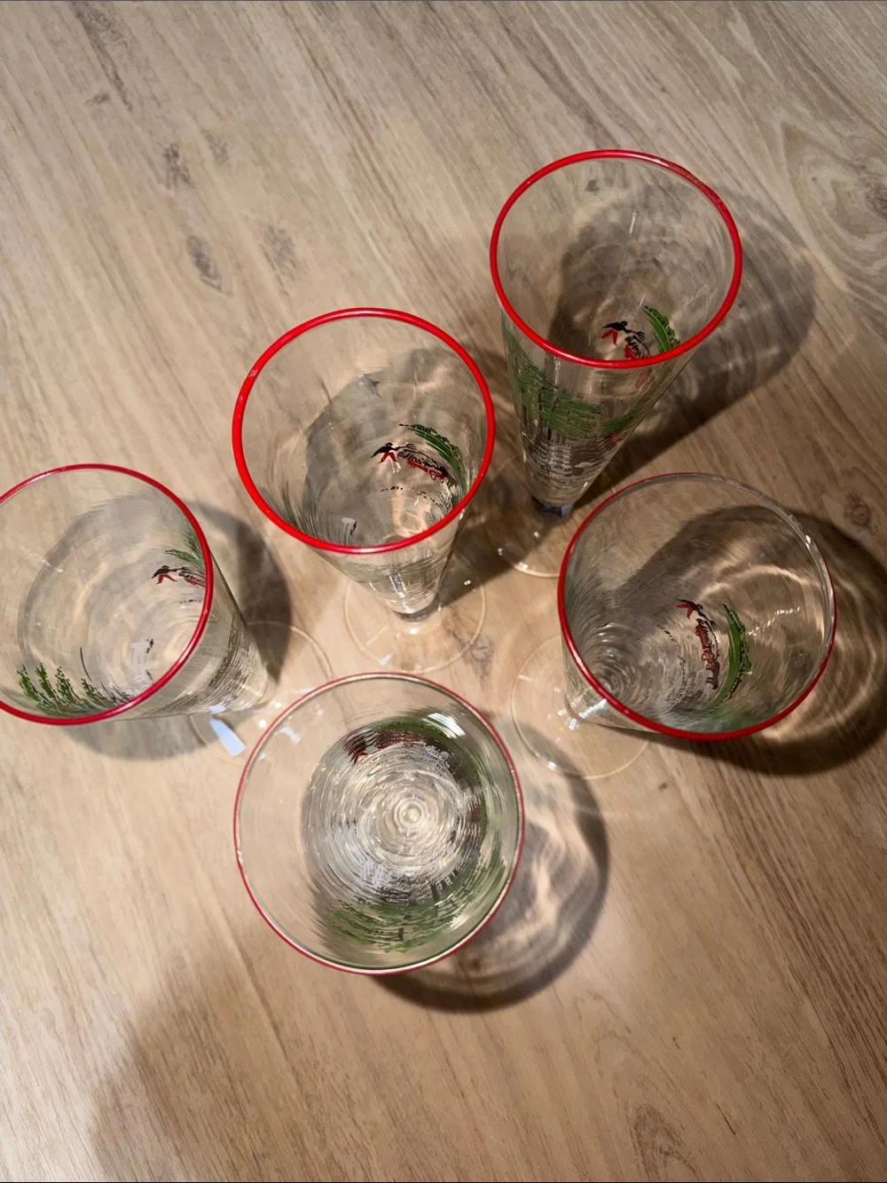 Vintage Libbey Pilsner Beer Glasses Set of 5 Amish Farm Currier & Ives Barware